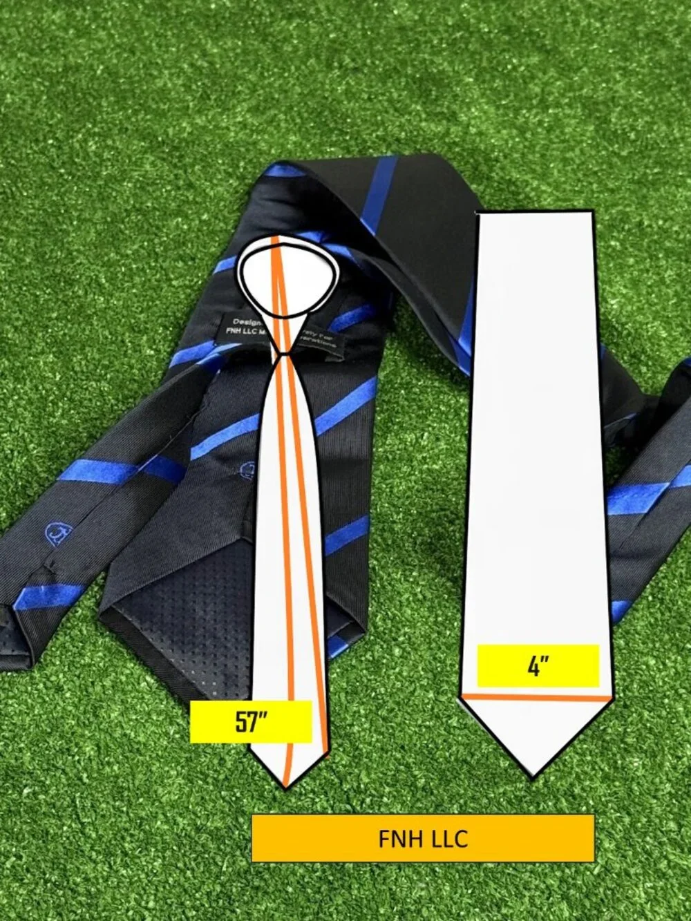 Rare FNH LLC Military Operations Monogram Silk Regimental Tie Navy Royal Silk